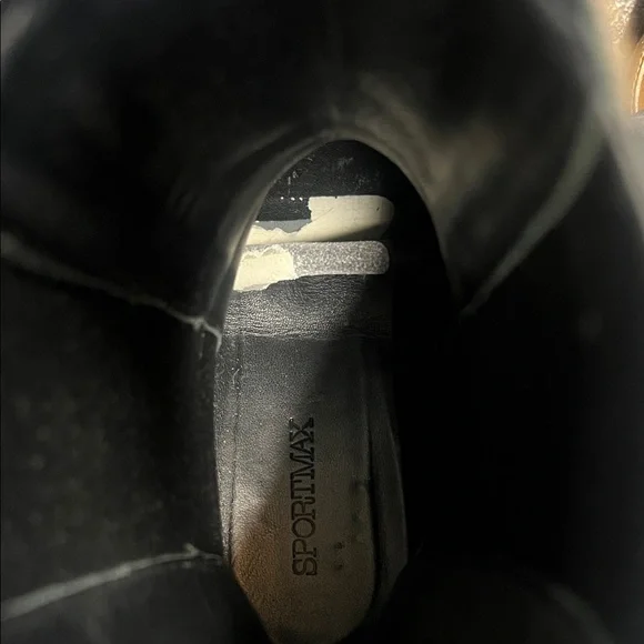 Sportmax Tan Leather Chelsea Lug Boots with Black Elastic - Picture 10 of 10